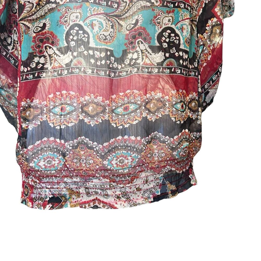 Vintage Y2K Sheer Red Floral Top Large Grunge Fairy - Picture 11 of 12